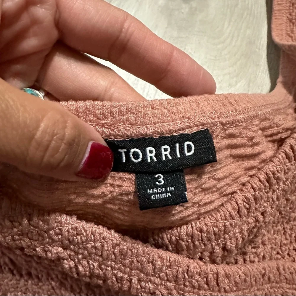 Torrid Dusty Pink Smocked Knit V Neck Top Sz 3X - Picture 5 of 8